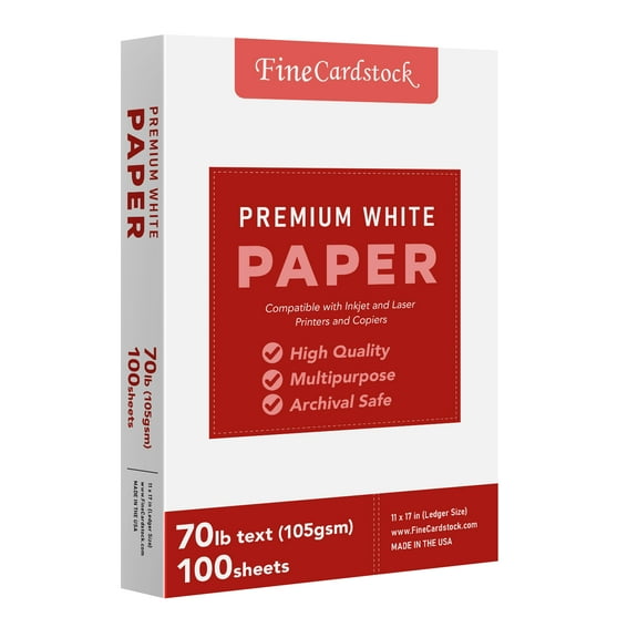 Bright White Paper – Multipurpose Office Print Writing Copy Paper – Flyers, Posters, Design Proposals, Business Documents | 11 x 17 | 70lb Text (28lb Bond) | Acid Free Paper | 100 Sheets per Pack