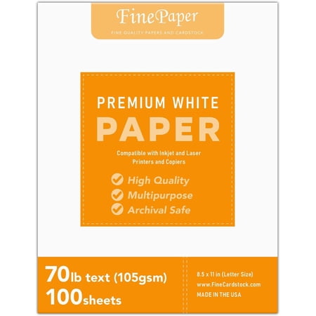 Bright White Paper - Multipurpose Office Print Writing Copy - Flyers, Posters, Design Proposals, Business Documents | 8.5 x 11 | 70lb Text (28lb Bond) | Acid Free Paper | 100 Sheets per Pack
