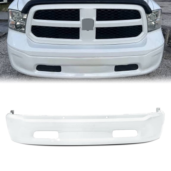 Bright White Steel Front Bumper Face Bar for 2013-2018 RAM 1500 W/O Fog & Sensor Holes