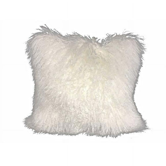 Bright White Tibetan Lamb Pillow