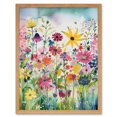 thumbnail image 1 of Bright Wildflower Floral Blooms Folk Art Art Print Framed Poster Wall Decor 12x16 inch, 1 of 5