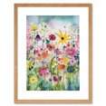 thumbnail image 1 of Bright Wildflower Floral Blooms Folk Art Artwork Framed Print Wall Art 9X7 Inch, 1 of 5