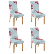 Bright Wildflower Tropical Flower and Leaves Artistic Dining Chair Covers Set of 4 Washable Polyester Stretch Slipcovers Removable Protector for Rustic Decor
