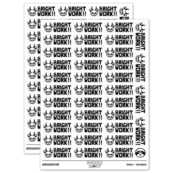 Bright Work Christmas Reindeer Teacher Student School Sticker Set - White - Matte Finish - 1.5" Small