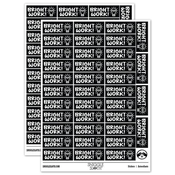 Bright Work Light Bulb Teacher Student School Sticker Set - Black - Matte Finish - 1.5" Small