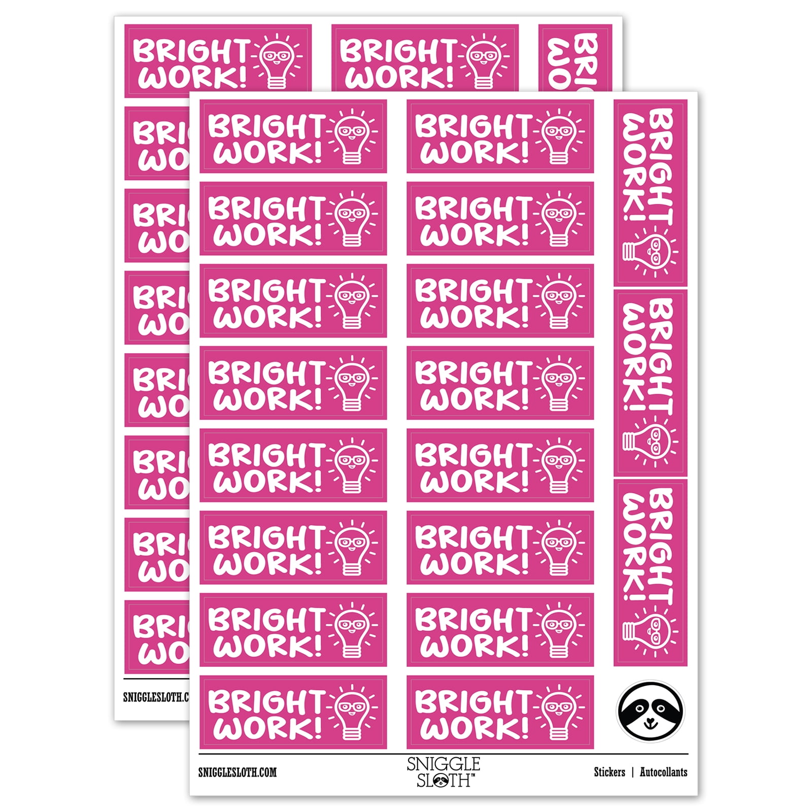 Bright Work Light Bulb Teacher Student School Sticker Set - Hot Pink ...