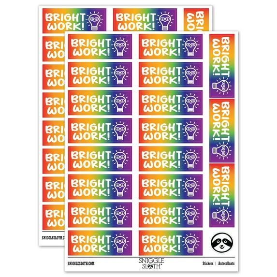 Bright Work Light Bulb Teacher Student School Sticker Set - Rainbow - Matte Finish - 2.00" Large