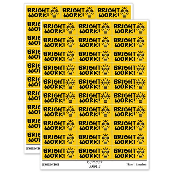 Bright Work Light Bulb Teacher Student School Sticker Set - Yellow - Gloss Finish - 1.75" Medium