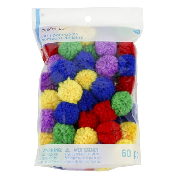 Bright Yarn Pom Poms by Creatology – 1" Rainbow Colored Acrylic Craft Balls for Kids’ DIY Projects & Art Activities - 12 Pack (720 Total)