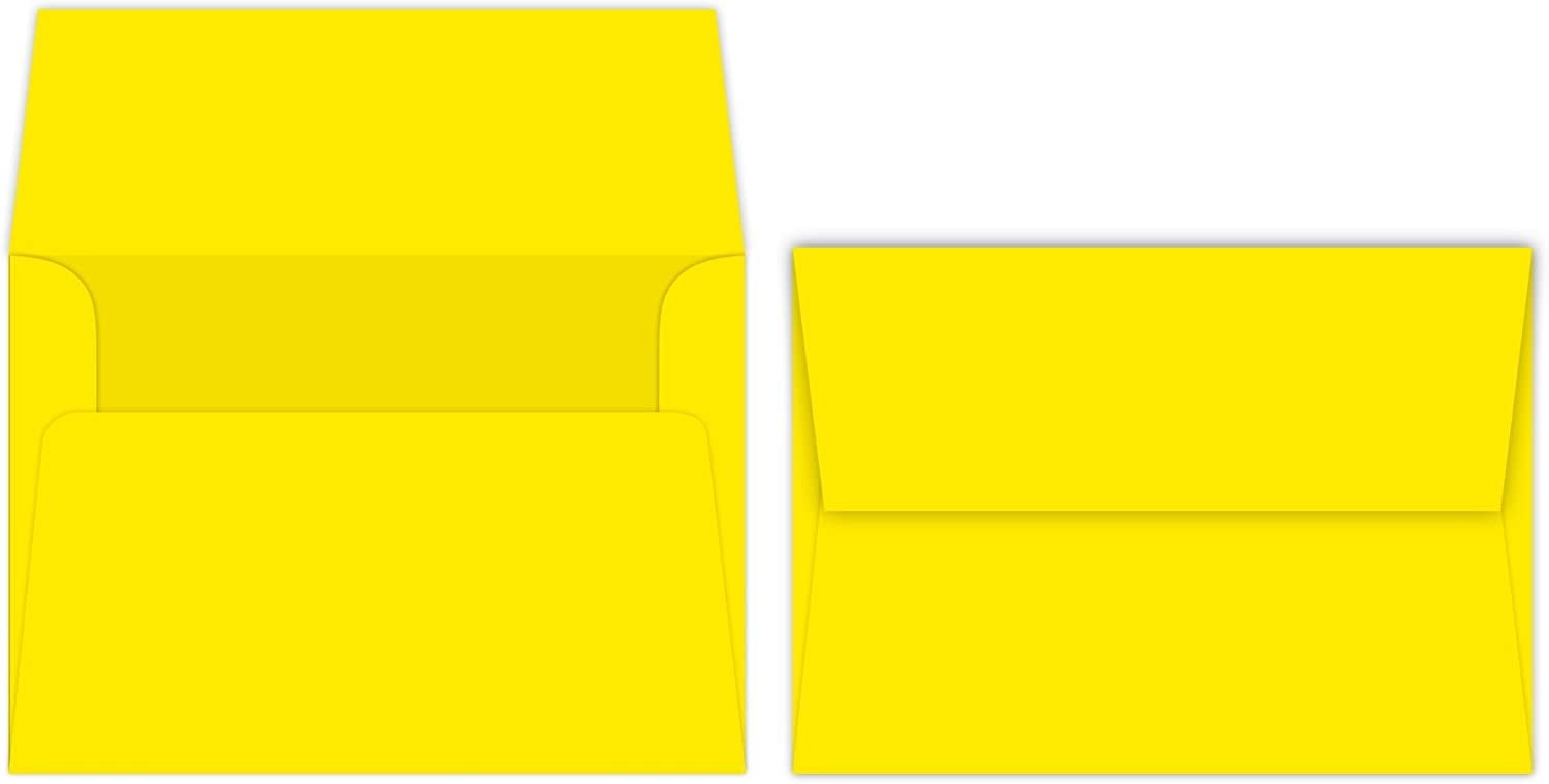 Bright Yellow A7 Bright Color Envelopes - 5 1/4 x 7 1/4 Inches - Perfect for 5x7 Photos, DIY Arts and Crafts Cards - for Professional and Homemade Projects - Pack of 50 Envelopes