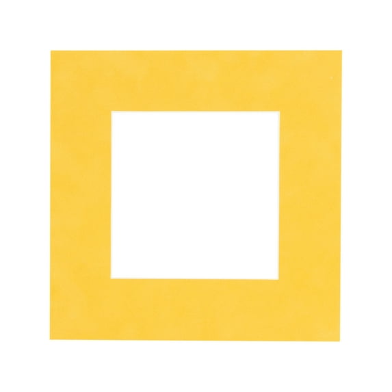 Bright Yellow Acid Free 7x7 Square Picture Frame Mat with White Core Bevel Cut for 5x5 Pictures -
