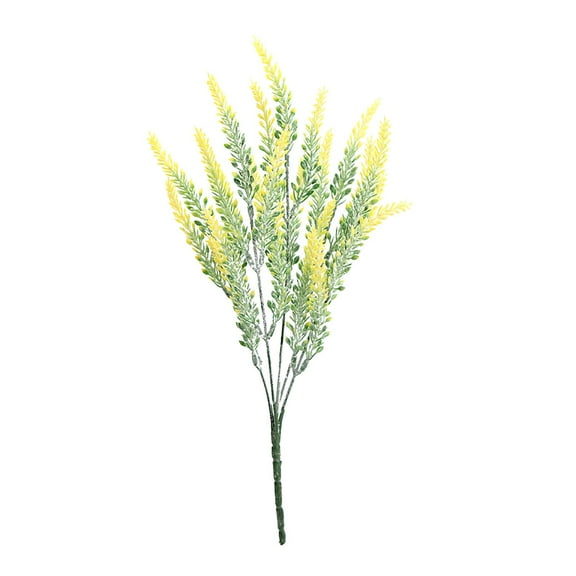 Bright Yellow Artificial Lavender Flowers, 1 Bundle Flocked Fake Lavender Stems for Home Wedding Decor, Kitchen Table Centerpiece, Garden and Patio Decoration
