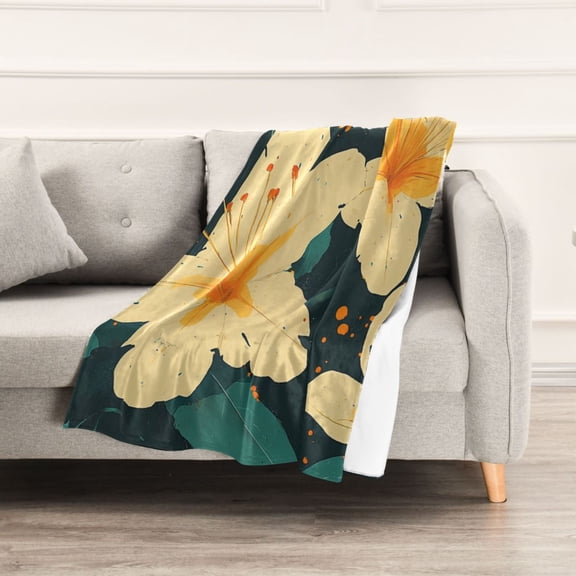 Bright Yellow Flowers Throw Blanket 60" x 90" Soft and Warm Blankets for Couch Sofa and Bed