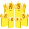 thumbnail image 1 of Bright Yellow Gift Bags with Tissue Paper Mulit Assorted Sizes 10PCS Present Birthday Bags(2pcs Large 13", 4pcs Medium 9", 4pcs Small 6"，22pcs Tissue Paper), 1 of 13
