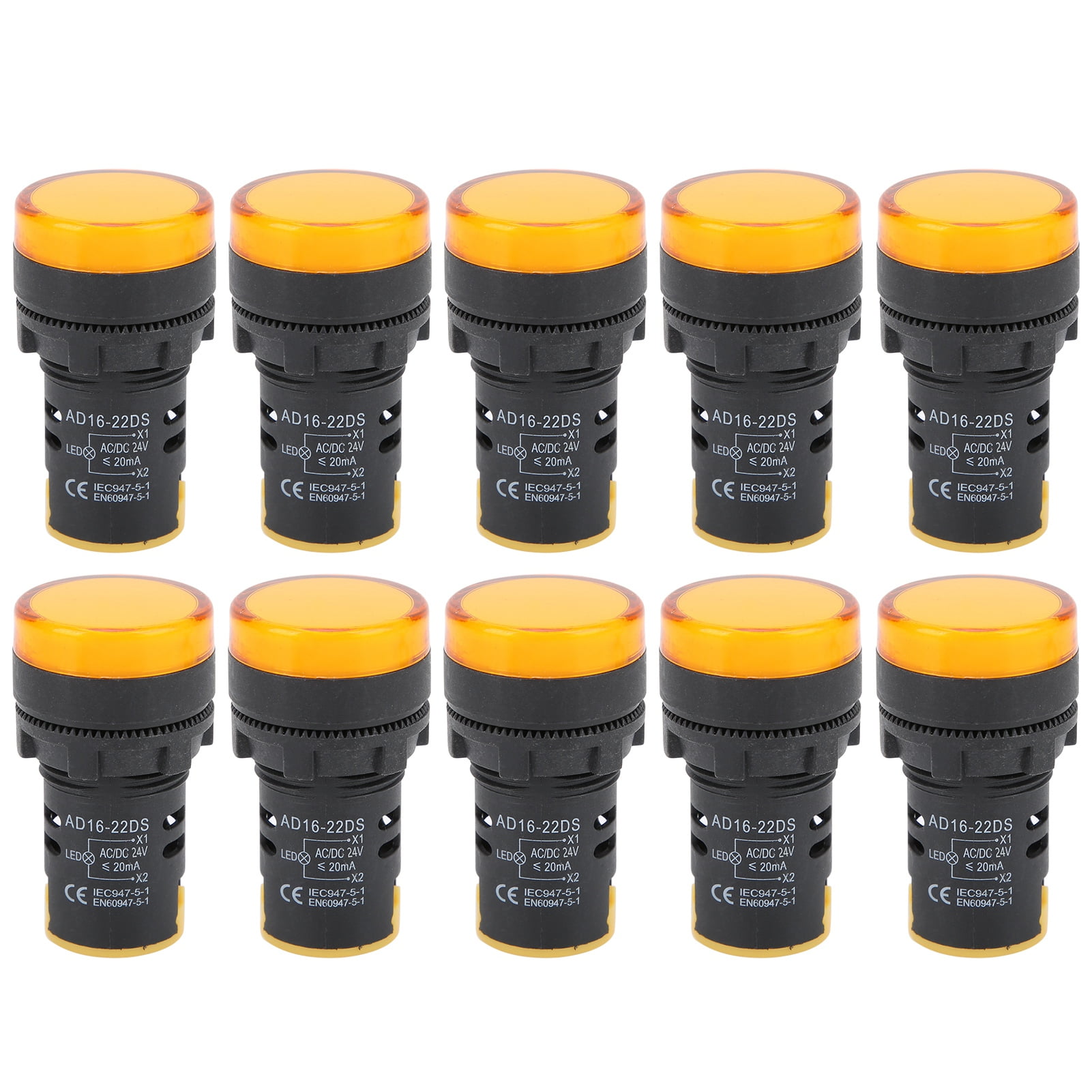Bright Yellow LED Indicator Lamp, 22mm Panel Mount, Signal Status ...