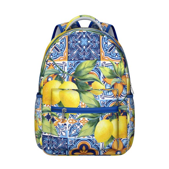 Bright Yellow Lemon Backpack - Modern & Lightweight Waterproof Daypack, Breathable Comfort with Spinal Support Design for College Students