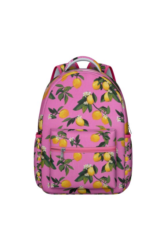 Bright Yellow Lemon Backpack - Modern & Lightweight Waterproof Daypack, Breathable Comfort with Spinal Support Design for College Students