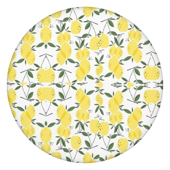 Bright Yellow Lemon Print Fitted Tablecloth - 100% Waterproof Elastic Edge Dining Table Cover for Families, Restaurants