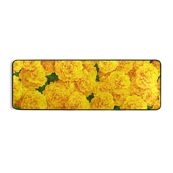 Bright Yellow Marigolds Runner Rug for Hallways Kitchen Non Slip 2'x 6' Washable Hall Carpet for Bedroom Entryway Laundry Room