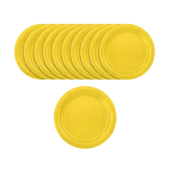 Bright Yellow Party Decorations Includes Scalloped Plates, Napkins, Cups, Cutlery, Tablecloth for Baby Shower Wedding Birthday Party Decorations, Serves 25
