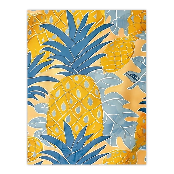 Bright Yellow Pineapples Artwork Fruity Fun Living Room Extra Large XL Wall Art Poster Print