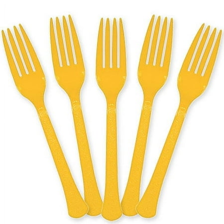 Bright Yellow Plastic Forks