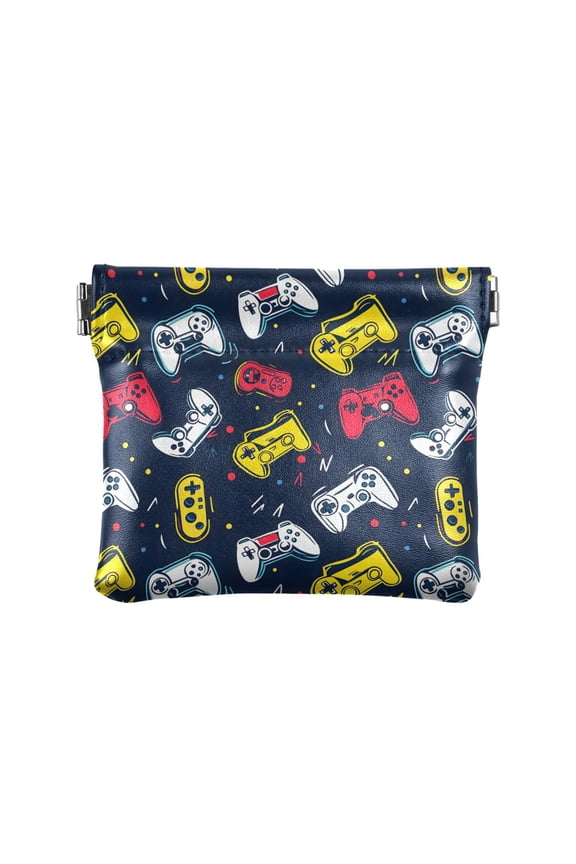 Bright Yellow Red Game Controller Pattern Wallet Small PU Leather Change Pouch Wallet for Women