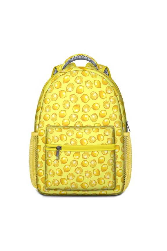 Bright Yellow Retro Lemon Backpack - Modern Design with Breathable Comfort & Adjustable S-Shaped Shoulder Straps