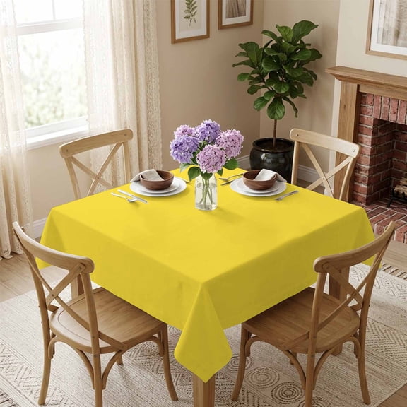 Bright Yellow Square Tablecloth 60x60 Inch Solid Color Waterproof Polyester Tablecloth for Dining Table, Washable Table Cover for Kitchen Dining Room Wedding Decoration,Stain Resistant