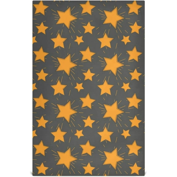Bright Yellow Stars Black Background Kitchen Towel, Dish Towels Quick Drying Tea Towels Absorbent Hand Towels for Kitchen Sink Dinner Table 28 x 18 Inches, Set of 1