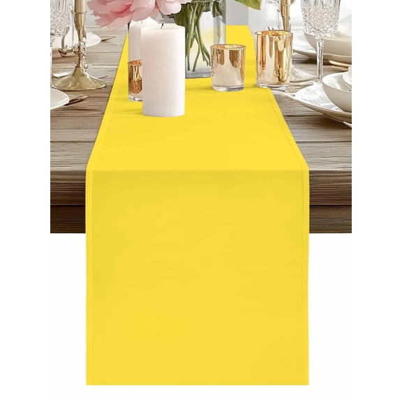 Bright Yellow Table Runners 36 Inches Long Pure Solid Color Kitchen Dining Table Runner Dresser Scarves for Party Coffee Holiday Party Decor