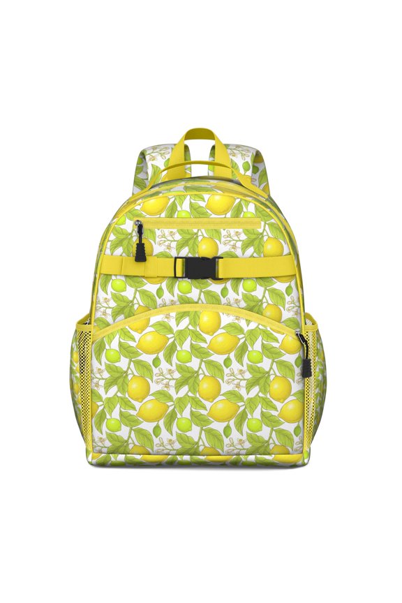 Bright Yellow Vintage Lemon Backpack - Waterproof Daypack with Breathable Back Panel & Side Pockets