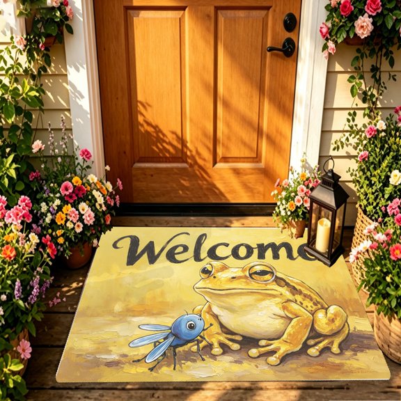 Bright Yellow Vivid Printed Soft Comfort Standing Foot Pad, Sturdy Practical Household Mat, Christmas Gift For Laundry Corridor Office Interior Layout
