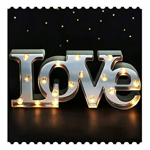 Bright Zeal 7" Tall Large LED LOVE Marquee Sign Letters (MIRROR IMBEDDED, 6hr Timer) -Marquee Letters Lights Wedding Decorations -Decorative Signs Home LOVE Decor Signs Wedding Decor Lights B