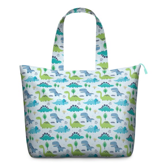 Bright and Bold Dinosaur Travel Duffel, Roaring Dinosaur Print Tote Bag, Cute Baby Dino Pattern Weekender for Weekend Getaways