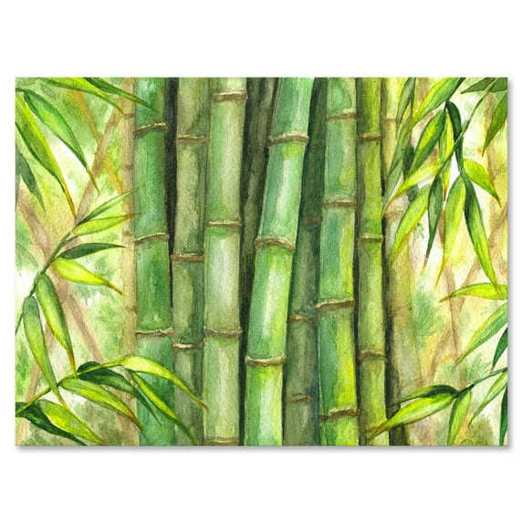 Bright and Green Bamboo Stems 8 in x 12 in Painting Canvas Art Print, by Designart