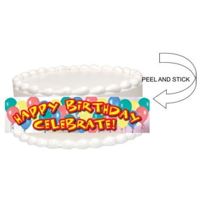 Bright and Vivid Balloons Peel and Stick Edible Cake Image Wrap Ribbon
