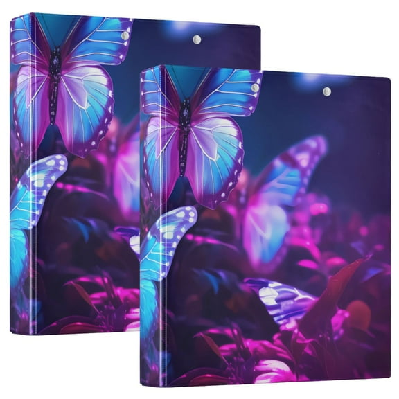 Bright-colored Butterflies 3 Ring Hardcover Binders 1.5" Round Rings for Letter-Size Folder Paper Organizer Pockets for Office Student Recipe 1 Pack