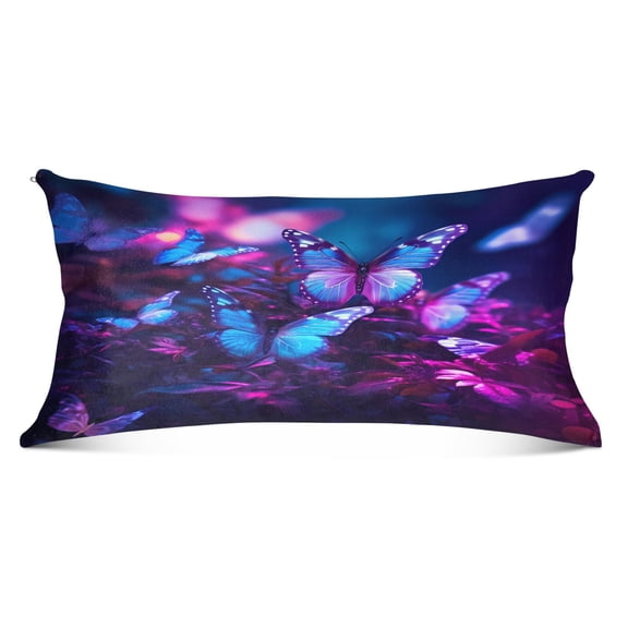 Bright-colored Butterflies Plush Pillow Cases Body Size Ultra Soft Warm Pillowcases with Zipper 20"x54"