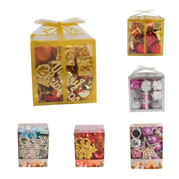 Bright-colored Christmas Ornaments Set - 1 Box of PVC Handmade Christmas Baubles with Lanyard, Perfect for Party Decoration