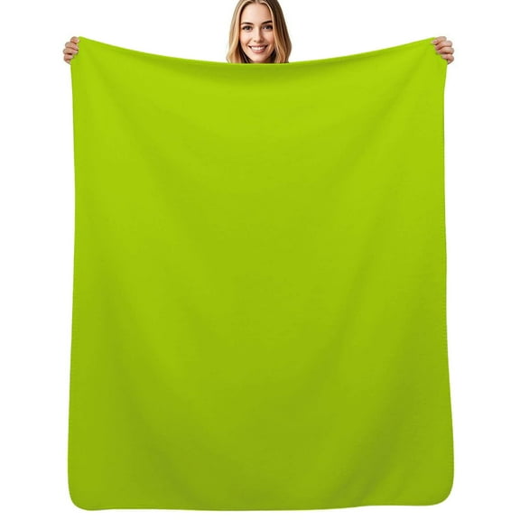 Bright green lime neon color Flannel Blankets Soft Throw Blanket Winter Travel Office Outdoor Bedspread
