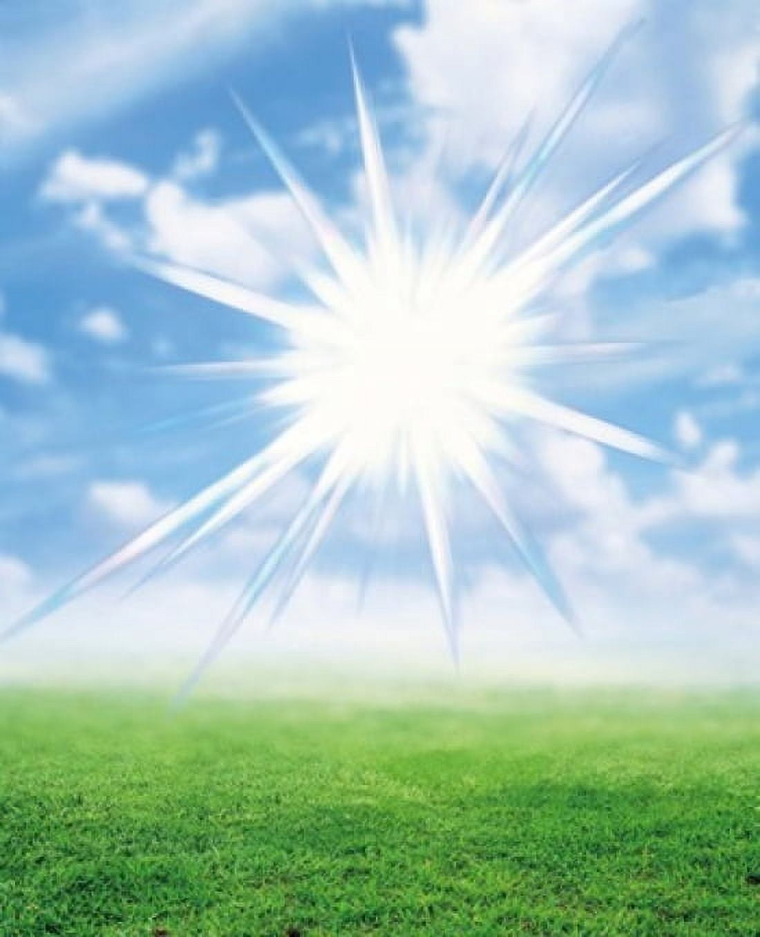 Bright star like light floating in blue sky and clouds over green land Canvas Art - Panoramic Images (13 x 16)
