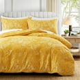 thumbnail image 1 of Bright yellow cashew flower duvet cover 3-piece set, spring garden theme, cute floral plant prints, soft as clouds, romantic sleep experience with pillowcases (1 duvet cover + 2 pillowcases), 1 of 9
