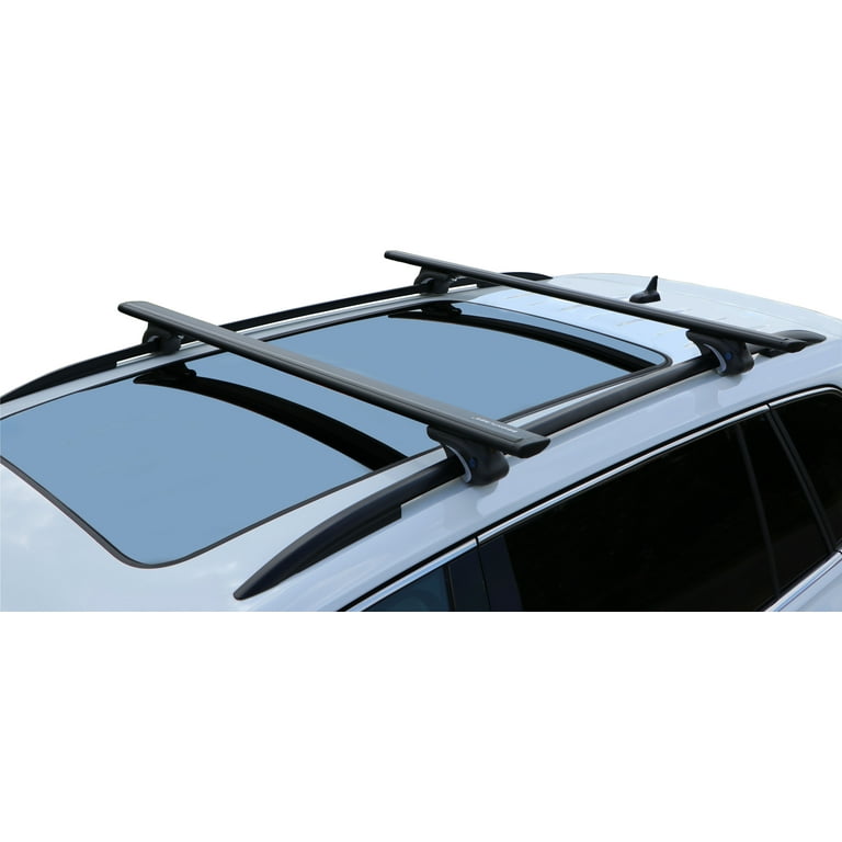 BrightLines All Black Heavy Duty 220 lbs Wing Shaped Universal Crossbars Roof Racks Compatible with Raised Roof Side Rails for Kayak Luggage ski Bike