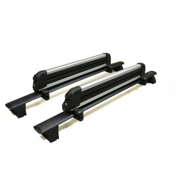 BrightLines Crossbars & Ski Rack for up to 6 Skis or 4 Snowboards Compatible with 2011-2021 Jeep Grand Cherokee with Grooved Metal Roof Side Rails