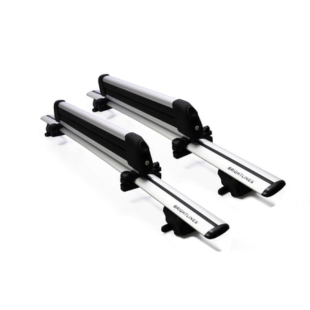 BrightLines Roof Rack Cross Bars Ski Rack Combo Compatible with Buick Enclave 2018-2024 (Up to 4 Skis or 2 Snowboards)