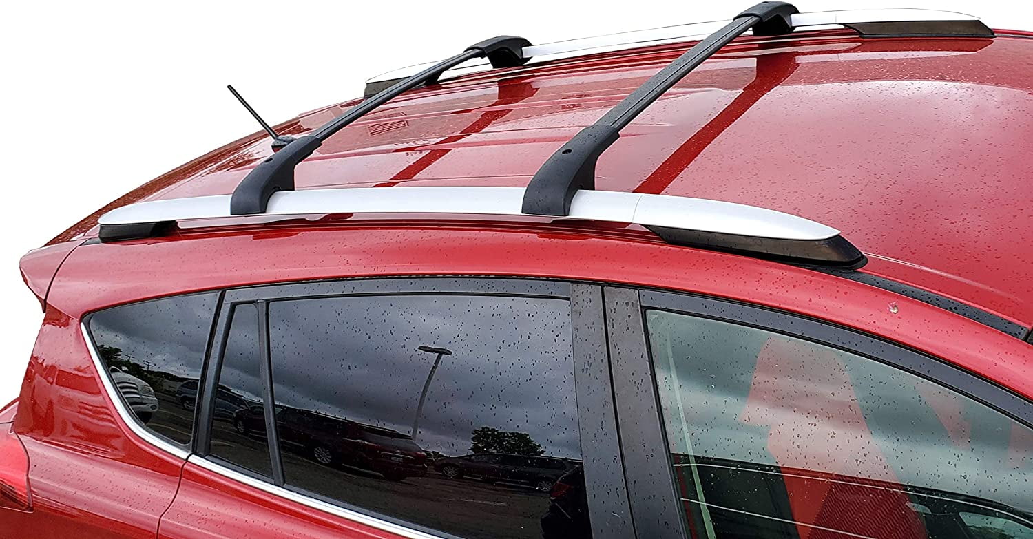 BrightLines Roof Rack Crossbars Compatible with Toyota RAV4 2013-2018, Set of 2pcs, Black Aluminum Roof Top Cargo Rack