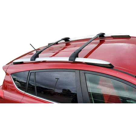 BrightLines Roof Rack Crossbars Compatible with Toyota RAV4 2013-2018, Set of 2pcs, Black Aluminum Roof Top Cargo Rack