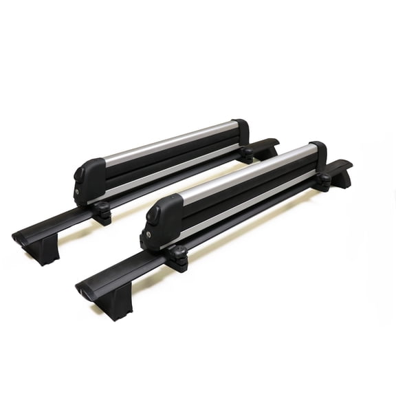 BrightLines Roof Rack Crossbars and Ski Rack Combo Compatible for Jeep Grand Cherokee 2011-2021 with Grooved Metal Roof Side Rails ( up to 4 Skis or 2 Snowboards)