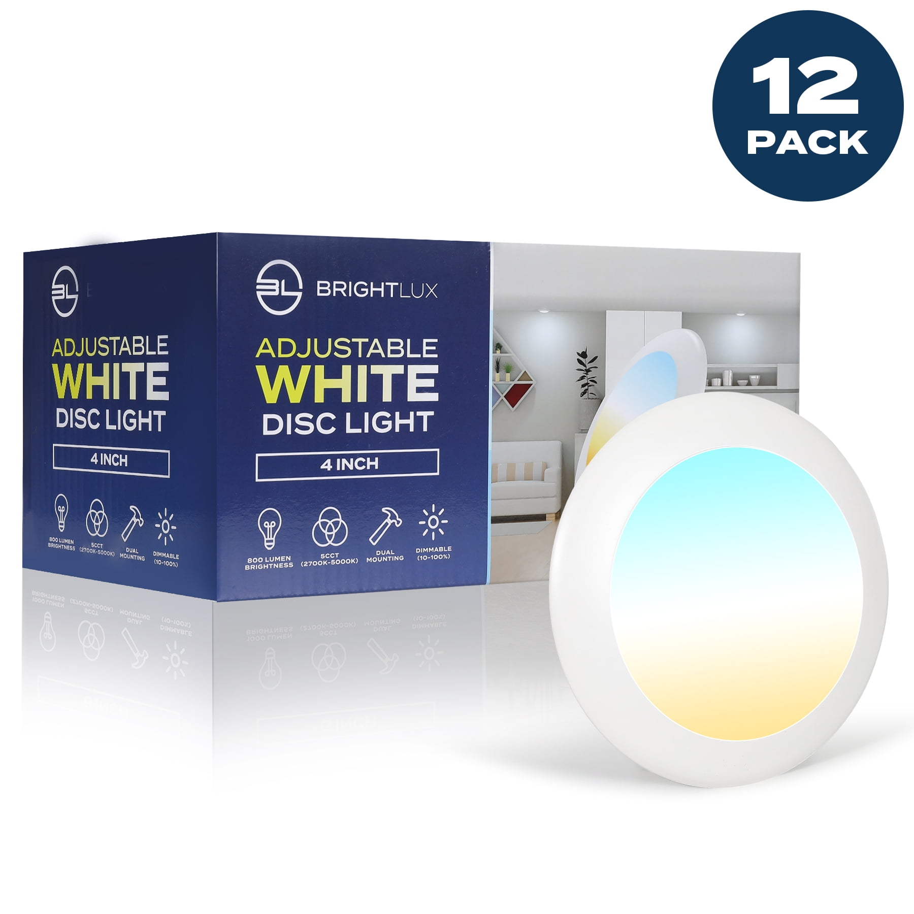 Adjustable White 4-Inch LED Recessed Disc Light 12-Pack